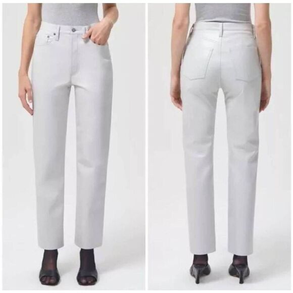 New Agolde Pants Recycled Leather High Rise Size 24 - Picture 2 of 10